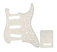 Musiclily SSS Set de Pickguard Golpeador y Placa Trasera Strat para Fender American/México Standard Stratocaster Estilo Moderno, 4 capas Parchment Pearl