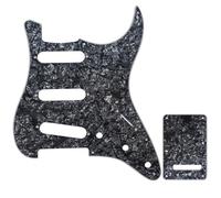 Musiclily SSS Set de Pickguard Golpeador y Placa Trasera Strat para Fender American/México Standard Stratocaster Estilo Moderno, 4 capas Black Pearl
