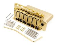 Musiclily Ultra 52,5mm American American Puente Tremolo 6 Tornillos con Modern Silletas de Latón 42mm Bloque Latón para Guitarra Eléctrica tipo Strat, Dorado