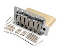 Musiclily Ultra 52,5mm American American Puente Tremolo 6 Tornillos con Modern Silletas de Latón 42mm Bloque Latón para Guitarra Eléctrica tipo Strat, Cromado
