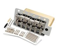 Musiclily Ultra 52,5mm American Vintage Puente Tremolo 6 Tornillos con Silletas de Acero Curvadas 42mm Bloque Latón para Guitarra Eléctrica tipo Strat, Cromado