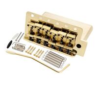 Musiclily Ultra 52,5mm American Vintage Puente Tremolo 6 Tornillos con Silletas de Acero Curvadas 42mm Bloque Latón para Guitarra Eléctrica tipo Strat, Dorado