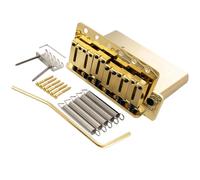 Musiclily Ultra 56mm ST Guitarra American Puente Tremolo Bridge 6 Tornillos con Selletas Latón Moderno 42mm Bloque Latón para Guitarra Eléctrica tipo Strat, Dorado