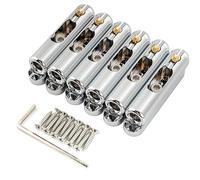 Musiclily Ultra Latón Puente Individual Single Guitarra Puente fijo Hardtail con 10mm 6-Silletas Separables para Guitarra Eléctrica, Cromado