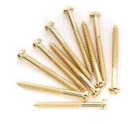 Musiclily Ultra Métrico M2,5x25mm Tornillos Montaje Phillips Cabeza Plana de Acero Inoxidable para Pastillas de Madera, Dorado (Set de 10)