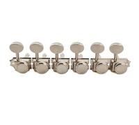 Musiclily Ultra R18T Semi-scellée 6 en Ligne Mécaniques à Blocage 18:1 Ratio Vintage Hybride Décalé Locking Tuners avec Bouton Ovale Vintage pour Guitare électrique Fender Squier Strat Tele, Nickel