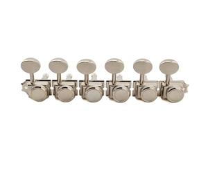 Musiclily Ultra R18T Semi-scellée 6 en Ligne Mécaniques à Blocage 18:1 Ratio Vintage Hybride Décalé Locking Tuners avec Bouton Ovale Vintage pour Guitare électrique Fender Squier Strat Tele, Nickel