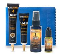 MusicNomad 5ud. Kit de limpieza y cuidado de guitarra: limpiador, pulidor de trastes, aceite para diapasn, tuerca, pao lubricante para guitarra