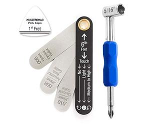 MusicNomad Kit de medición y ajuste de alivio de cuello de varilla de armadura compatible con guitarras Gibson y PRS (EE. UU.) (MN611)
