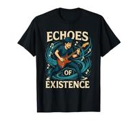 Músico de guitarra dinámica estilo anime - Ecos de la existencia Camiseta