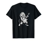 Músico de Guitarra Funny Lion, xilografía Vintage de Jungle Predator Camiseta