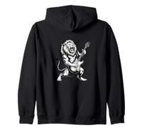 Músico de Guitarra Funny Lion, xilografía Vintage de Jungle Predator Sudadera con Capucha