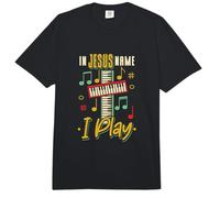 Músico En Jesús Nombre Toco Piano Teclado Música Cristiana Comfort Colors Adult Heavyweight T-Shirt