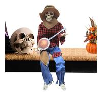 Músico esqueleto spooky - jugador de banjo plegable, LED Eye Animatronic | 23,6 pulgadas accesorio de vacaciones al aire libre interior, accesorio musical ajustado conjunto para la fiesta de Halloween