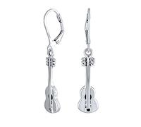 Músico Guitarra Acústica Estrella De Rock Amante De La Música Palanca De Instrumento Pendientes Colgantes Para Mujeres Adolescentes .925 Plata De Ley