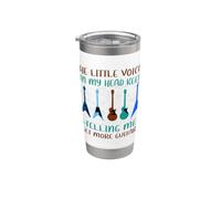 Músico Humor Little Voices Tell Me Get More Guitars Vaso térmico de acero inoxidable de doble pared