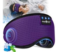 Musicozy Auriculares con máscara para dormir, auriculares Bluetooth V5.3 mejorados con auriculares ajustables para personas que duermen de lado, transpirables y cómodos, máscara de ojos Bluetooth,