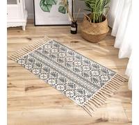 Musihy Alfombra bohemia pequeña, patrón geométrico gris con borlas, alfombra rectangular para sala de estar, dormitorio, zona de juegos, habitación de los niños, decoración de lujo, estilo 9, 60 x 90