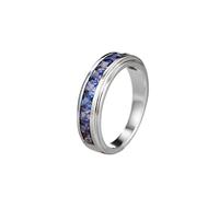 Musihy Alianza de boda de oro blanco de 9 quilates, 14 quilates y 18 quilates, anillo de compromiso de zafiro de laboratorio de eternidad de 0,25 quilates para mujer, Metal, No es una piedra preciosa