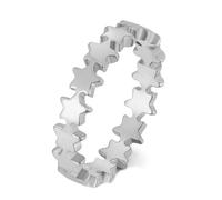 Musihy Alianzas de boda para mujer, de acero inoxidable, con forma de estrellas lisas, anillo de compromiso de 4 mm, No es una piedra preciosa