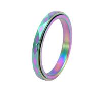Musihy Alianzas de boda para mujer, de acero inoxidable, con patrón geométrico, giratorio, 3 mm, No es una piedra preciosa