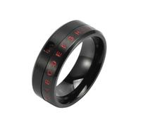 Musihy - Anillo de acero inoxidable para hombre, color negro, 26 englische Buchstaben und arabische Zahlen Drehbarer Fidget Ring de acero inoxidable, talla 66.5