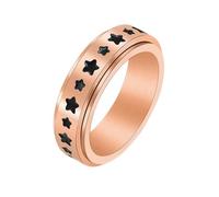 Musihy Anillo de compromiso para hombre y mujer, de acero inoxidable, elegante anillo de promesa con estrellas epoxi giratorias, 6 mm, No es una piedra preciosa