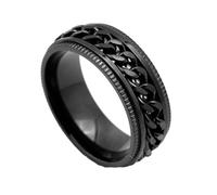 Musihy Anillo de promesa, anillo de acero inoxidable para hombre y mujer, con cadena giratoria y bordes ranurados, No es una piedra preciosa