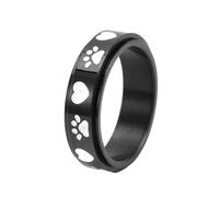 Musihy Anillos de acero inoxidable para hombre, acero quirúrgico de 6 mm, con patrón de huella de corazón, Sin piedras preciosas