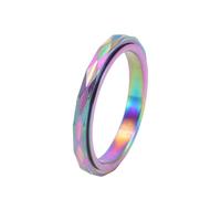 Musihy Anillos de boda para mujer, de acero inoxidable, 3 mm, delgado, con superficie facetada, giratoria, No es una piedra preciosa