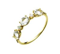 Musihy Anillos de compromiso de oro amarillo de 9/14/18 quilates con topacio y ópalo creados para mujer, Topacio sintético Ópalo