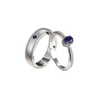 Musihy Anillos de compromiso de oro blanco de 9 quilates, 14 quilates, 18 quilates, anillo de compromiso de zafiro de laboratorio mate y eternidad para hombres y mujeres con moissanita, Metal, No es