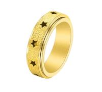 Musihy Anillos de compromiso para hombres, mujeres, hombres y mujeres, acero inoxidable, 6 mm, elegante anillo giratorio esmerilado con estrella hueca, Sin piedras preciosas