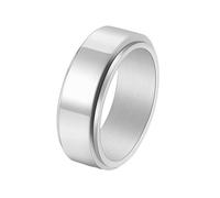 Musihy Anillos de compromiso para hombres y mujeres, anillo giratorio clásico de acero inoxidable pulido para aliviar la ansiedad, 8 mm, No es una piedra preciosa