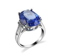 Musihy Anillos de compromiso para mujer, color azul oscuro, anillos de boda simples y elegantes, talla 45