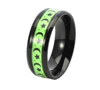 Musihy Anillos de moda para hombre, anillo luminoso de acero inoxidable con patrón de luna y estrella de 8 mm, Sin piedras preciosas