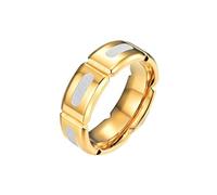 Musihy Anillos de moda para hombre, de acero inoxidable, esmerilado y pulido, patrón geométrico con ranura de 8 mm, No es una piedra preciosa