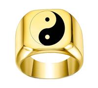 Musihy Anillos de promesa para él/ella, anillo de acero inoxidable de 18 mm de ancho con patrón de Tai Chi Yin Yang, No es una piedra preciosa