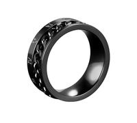 Musihy Anillos de promesa para hombres y mujeres, anillo clásico de acero inoxidable pulido de 8 mm con cadena giratoria y números romanos grabados, No es una piedra preciosa