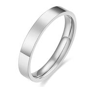 Musihy Anillos de promesa para hombres y mujeres, de acero inoxidable, lisos, planos, 3 mm, No es una piedra preciosa
