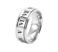 Musihy Anillos giratorios para la ansiedad, hombres y mujeres, anillo giratorio de acero inoxidable de 8 mm con números romanos giratorios, No es una piedra preciosa