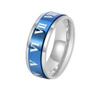 Musihy Anillos giratorios para la ansiedad, hombres y mujeres, anillo giratorio de acero inoxidable de 8 mm con números romanos giratorios, No es una piedra preciosa