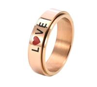 Musihy Anillos giratorios para la ansiedad, para hombres y mujeres, anillo giratorio de acero inoxidable con corazón de amor, 6 mm, Sin piedras preciosas