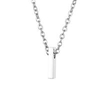 Musihy Cadena de acero inoxidable para mujer de 45 cm con colgante de letra pulida, collar para mujer, No es una piedra preciosa