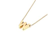 Musihy Collar con colgante de letra lisa de acero inoxidable para mujer, 45 cm, collar para mujer, No es una piedra preciosa