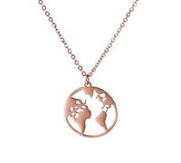 Musihy Collar de clavícula de acero inoxidable de 1 mm con colgante de mapa del mundo, 44 cm de longitud, collar para mujer, No es una piedra preciosa