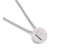 Musihy Collar redondo de acero inoxidable con colgante de letra en relieve de 45 cm, para mujer, No es una piedra preciosa
