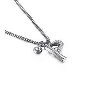 Musihy Collares de cadena para mujer, cadena de acero inoxidable de 1 mm con circonita cúbica flexible y colgante de letra, 50,5 cm, collar para mujer, Circonia cúbica