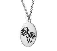 Musihy Collares de cadena para mujer, placa de perro ovalada de acero inoxidable con patrón de flores, collar con colgante de 45 cm, collar para mujer, No es una piedra preciosa