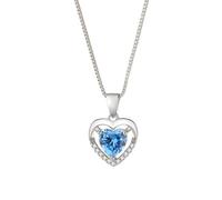 Musihy Collares de moda para mujer, oro blanco de 9 quilates, 14 quilates, 18 quilates, 12 x 17,8 mm, elegante colgante de corazón con topacio azul Londres y moissanita, cadena alargada: 40 + 5 cm